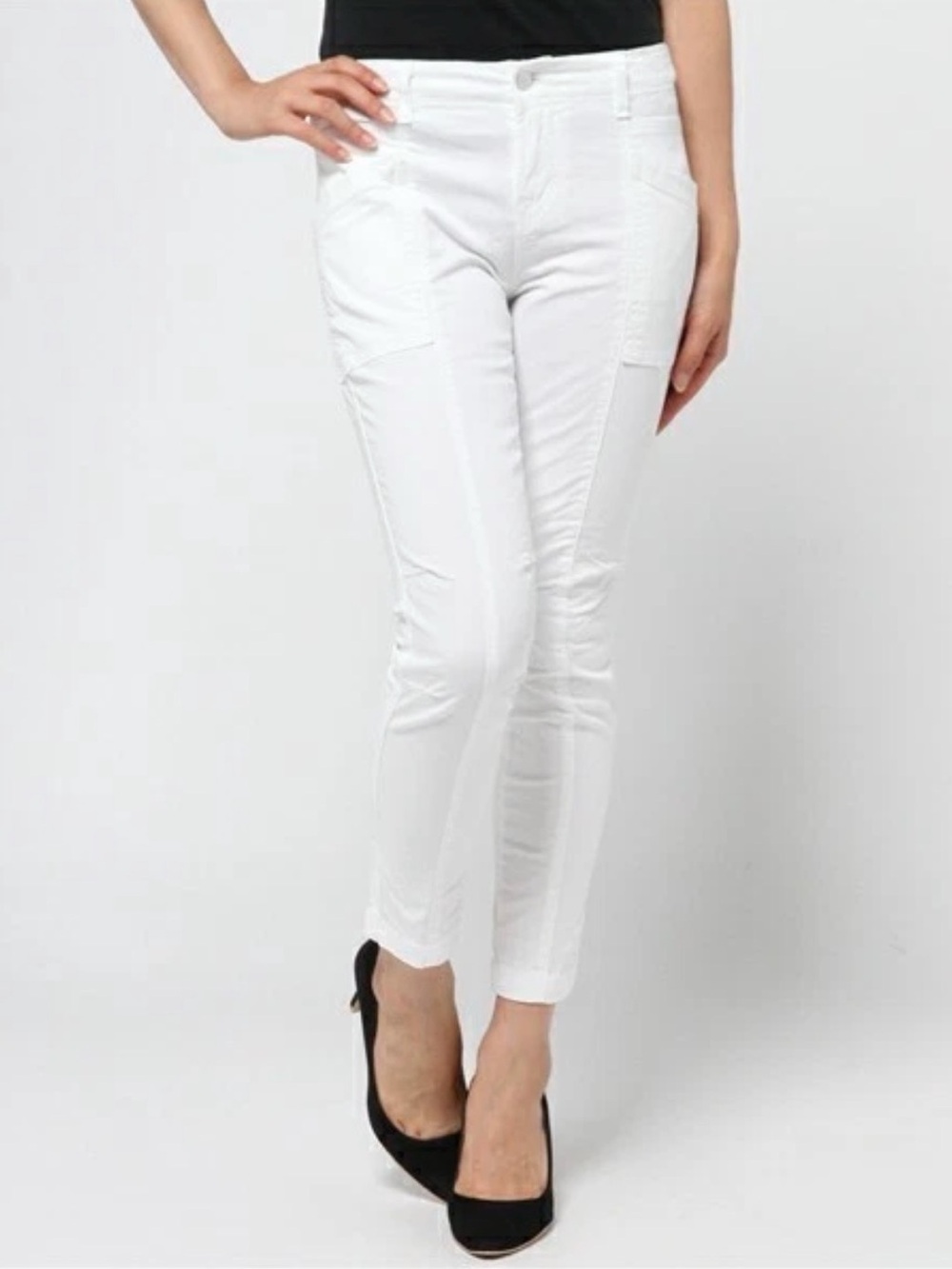 J Brand Byrnes White Slim Cropped Cargo-Style Pant